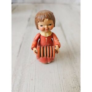 Anri girl accordion pink dress Victorian band musical figurine statue Italian It